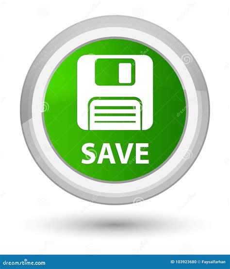 Save Floppy Disk Icon Prime Green Round Button Stock Illustration