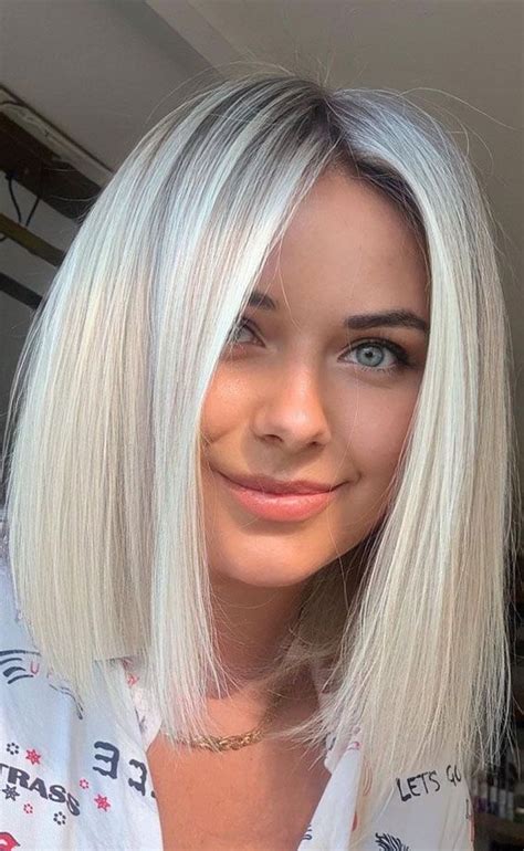 40 trendy lob haircuts and hairstyles in 2022 pearly platinum blonde balayage lob short