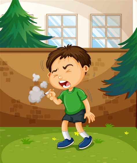 Boy Smoking Cigarette In The Park 375567 Vector Art At Vecteezy