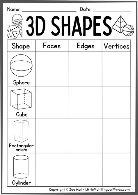 Free Printable 3rd Grade Worksheets For Practicing 3d Shapes