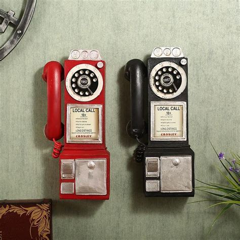 Retro Resin Vertical Telephone Pay Phone Craft Accessories Wall