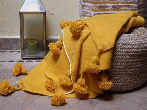Moroccan Pom Pom Blanket Throw Blanketbedding Bed Spread Handmade