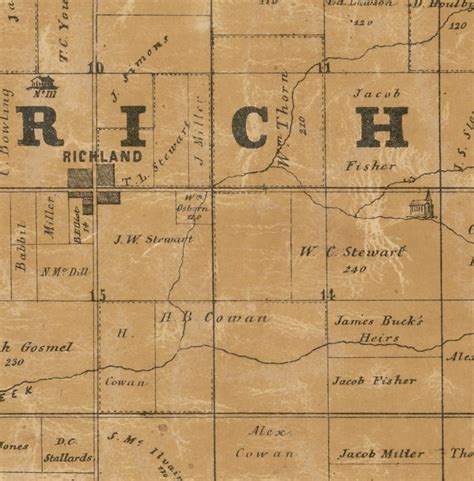 Rush County Indiana 1856 Old Wall Map Reprint With Landowner Etsy