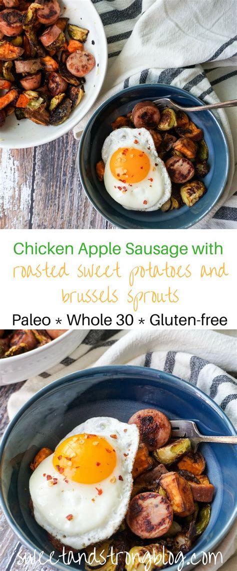 Allrecipes has more than 50 trusted chicken sausage recipes complete with ratings, reviews and cooking tips. Chicken Apple Sausage, Sweet Potatoes, and Brussels Sprouts | Recipe | Chicken apple sausage ...