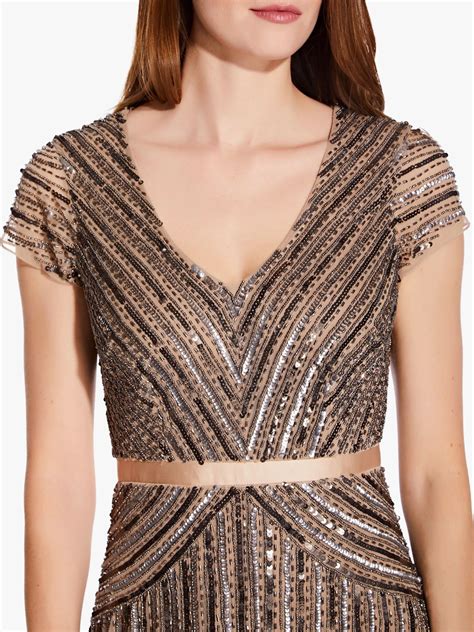 Adrianna Papell Embellished Maxi Dress Nude