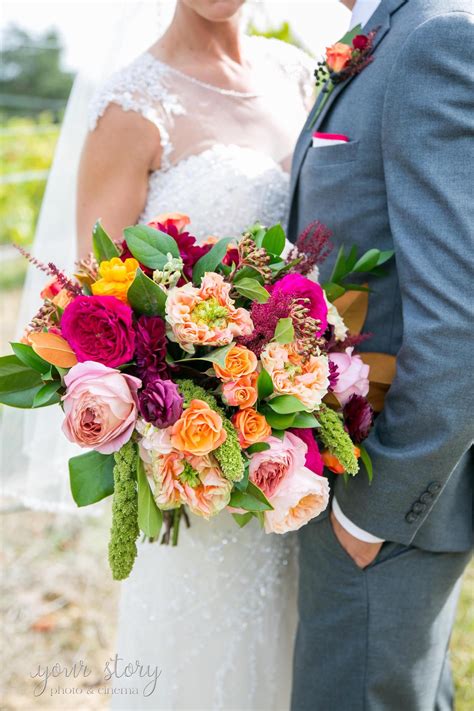 Beautiful Large Wedding Bouquet With Light Pink Orange Purple Yellow