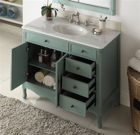 Also available in 38 inch single sink bath vanity, 58 inch single sink bath vanity, 95 inch double sink bath vanity. 38 inch Bathroom Vanity 3 Drawers Cottage Distressed ...