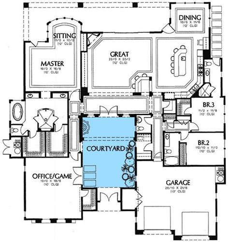 2021's best spanish revival floor plans & house plans. Rear Courtyard House Plans | Plan W16359MD: Mediterranean ...