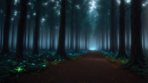 Premium Ai Image Mysterious Dark Forest With Path And Fog 3d Rendering