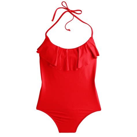 Jcrew Ruffle One Piece Swimsuit In Red Lyst