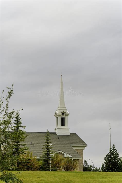 Church Under Cloudy And Dark Skies In Park Stock Photo Image Of