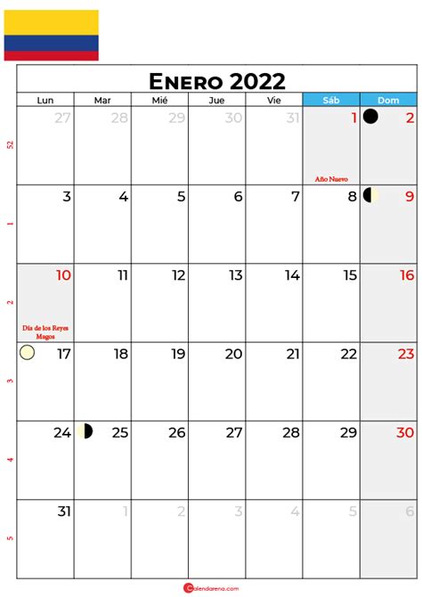 Calendario 2022 De Colombia Con Festivos Enero Imagesee