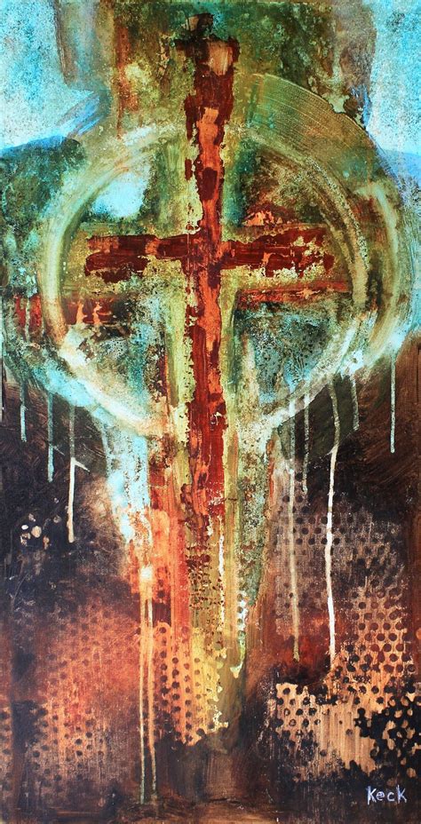 An Abstract Painting With A Cross On It