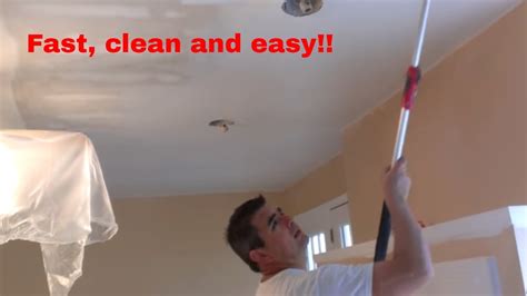 Roll out plastic to cover the floor. how to remove popcorn ceiling, finish it and paint - YouTube