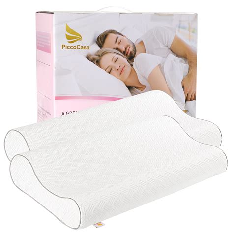 Piccocasa 2 Pcs Ventilated Gel Memory Foam Pillow For Sleeping Standard 25x16x4 7 3 5inch