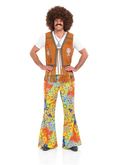 Mens Psychedelic Floral Trousers 60s Hippy Fancy Dress 1960s Costume