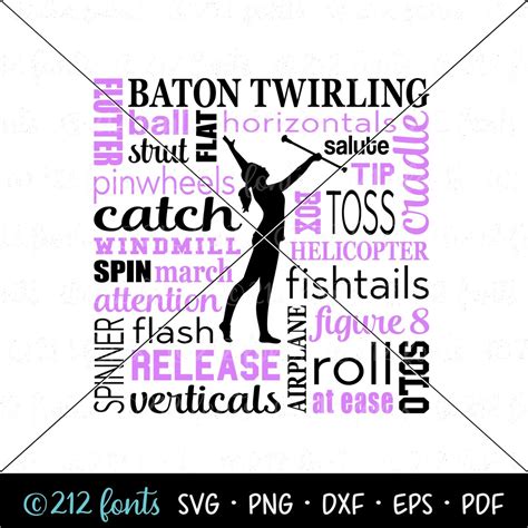 Baton Word Art Baton Twirling Png  Svg Format Digital Baton 