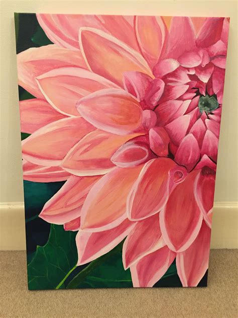 Dahlia Painting Acrylic On Canvas Flower Art Painting Flower