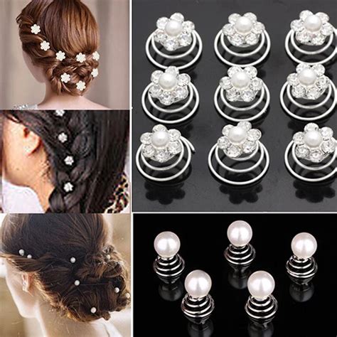 12x Wedding Bridal Hair Pins Rhinestone Twists Coil Flower Swirl Spiral Hairpins In Womens Hair