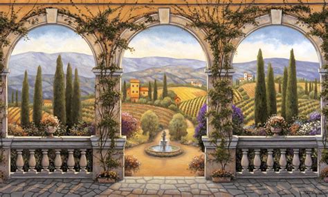 Tuscan Villa Wall Mural By John Zaccheo Cc Italian Wallpaper