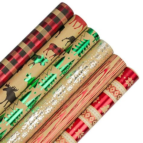 Jam Paper Assorted T Wrap Christmas Foil Wrapping
