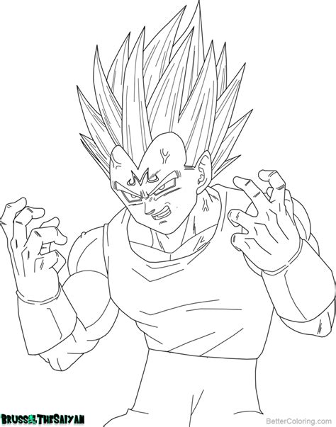 Majin Vegeta Coloring Pages Lineart By Brusselthesaiyan Free