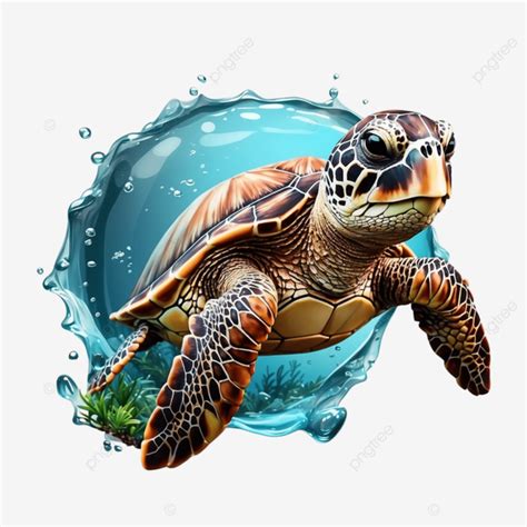 Sea Turtle In The Water Vector Illustration Of A Sea Turtle In The