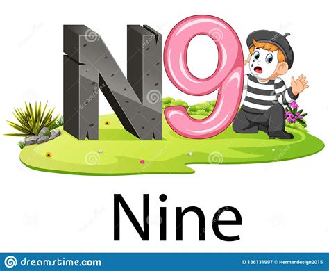 N, or n, is the fourteenth letter in the modern english alphabet and the iso basic latin. Cute Number Alphabet N For Nine With The Pantomime Stock ...