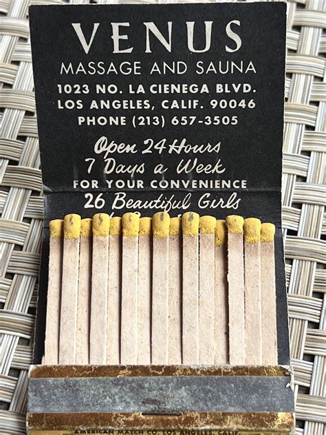 ~rare Venus Massage Parlor Vintage Matchbook La Cienega Ebay