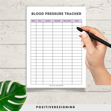 Blood Pressure Chart Printable Instant Download Medical Tracker Blood