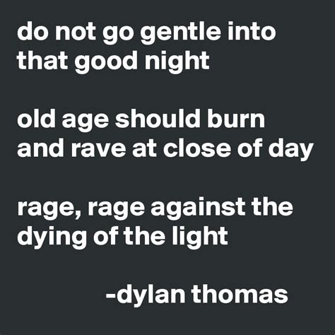 Do Not Go Gentle Into That Good Night Old Age Should Burn And Rave At