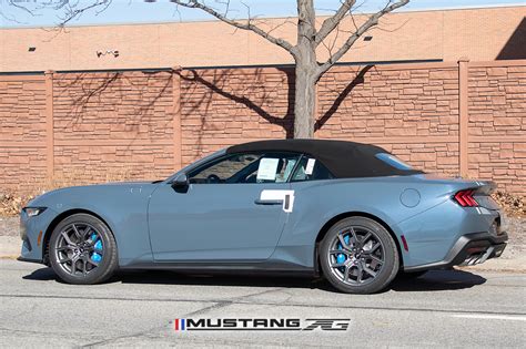 2024 Mustang Ecoboost Convertible Spied In Vapor Blue Wblue Brembos