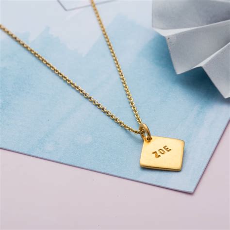 Personalised Geometric Diamond Tag Necklace By Posh Totty Designs
