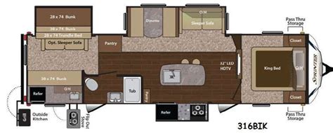 The 29bhs is designed for comfortable family adventures with a king bed and rear double bunks. camper floor plans with bunk beds - Google Search | Camper ...