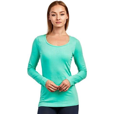 Sofra T Shirt Womens Fitted Cotton Long Sleeve Scoop Neck Tee S