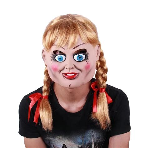 Annabelle Doll Mask Cosplay Horror Movie The Conjuring Full Face Latex