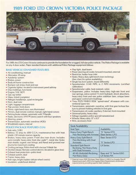 1989 Ford Ltd Police Package Brochure
