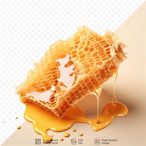 Premium Psd A Honeycomb With Honey Dripping On It