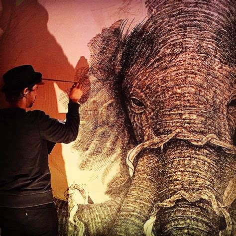 Alexis Diaz Working On His New Mural Octophant Wynwood Miami