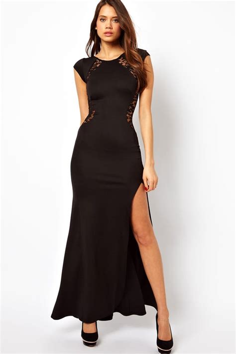 Cute Black Sleeveless Lace Long Evening Dresses Online Store For