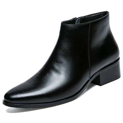 Black Plain Zip Slip On Dress Shoe Boot Mens Shoe Boots Online 1383ms