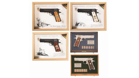 Five Matching Colt Model 1911 World War Commemorative Pistols Rock