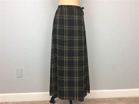 Long Plaid Skirt Plaid Maxi Skirt Straight Skirt Brown Plaid Etsy