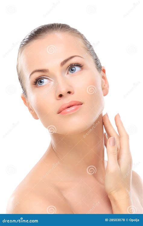 Beauty Face Of Beautiful Woman With Clean Fresh Skin Stock Photo