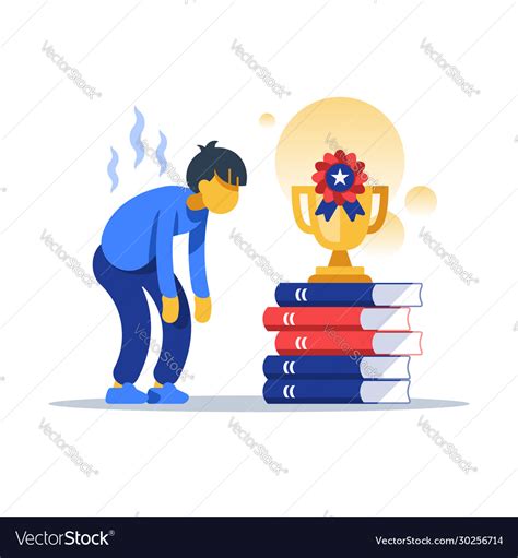Hard Working Male Student Successful Education Vector Image