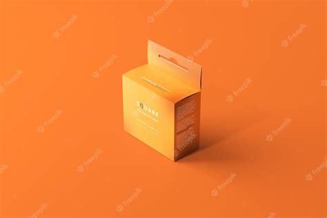 Premium Psd Mockup Of Square Packaging Box With Hang Tab