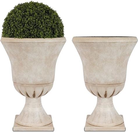 Worth Garden Plastic Urn Planters for Outdoor Plants, Tree 22'' Tall 2