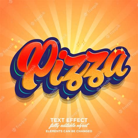 Premium Vector Pizza Font Effect With Hot Color Theme