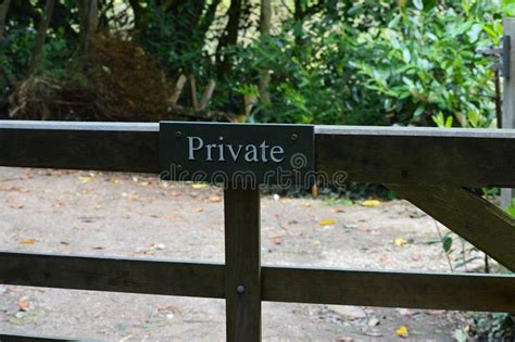Private Sign On Gate In Woodland Setting Stock Photo Image Of Wooden