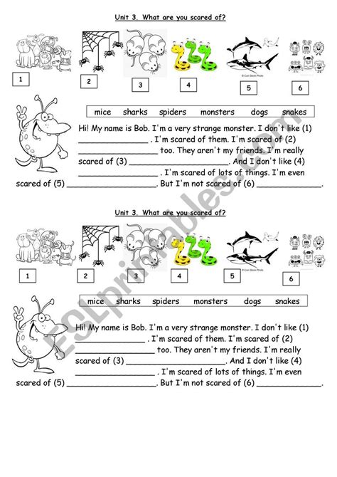 What Are You Scared Of Esl Worksheet By Parkaleva
